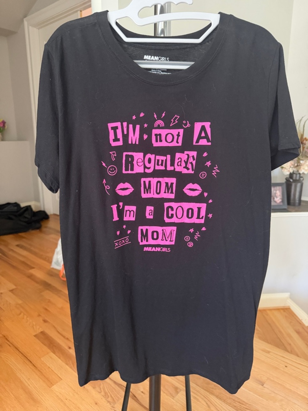 Mean Girls Black T-Shirt with Pink Graphic - I'm Not a Regular Mom